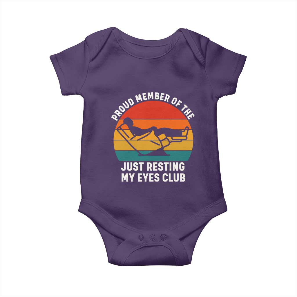 Funny Dad Baby Onesie Proud Member Of The Just Resting My Eyes Club TS14 Purple Print Your Wear