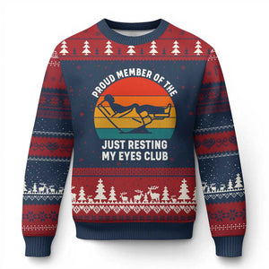 Funny Dad Ugly Christmas Sweater Proud Member Of The Just Resting My Eyes Club TS14 Navy Red Print Your Wear
