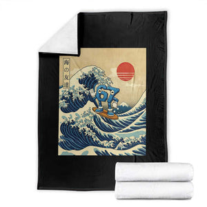 Funny Six Seven Surfing Throw Blanket The Great Wave Kanagawa Japanese 67 Brainrot Meme TS14 Black Print Your Wear