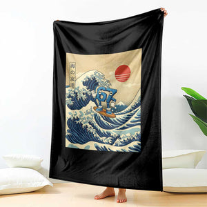 Funny Six Seven Surfing Throw Blanket The Great Wave Kanagawa Japanese 67 Brainrot Meme TS14 Print Your Wear