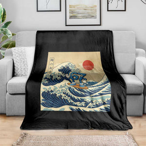 Funny Six Seven Surfing Throw Blanket The Great Wave Kanagawa Japanese 67 Brainrot Meme TS14 Print Your Wear