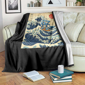 Funny Six Seven Surfing Throw Blanket The Great Wave Kanagawa Japanese 67 Brainrot Meme TS14 Print Your Wear