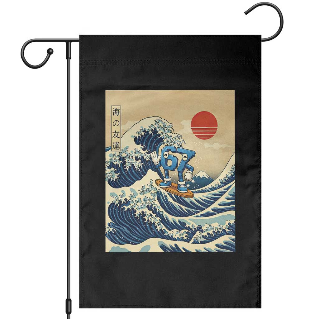 Funny Six Seven Surfing Garden Flag The Great Wave Kanagawa Japanese 67 Brainrot Meme TS14 Black Print Your Wear