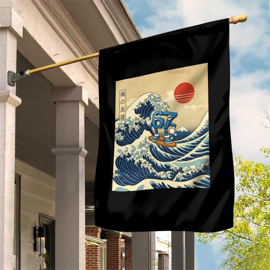 Funny Six Seven Surfing Garden Flag The Great Wave Kanagawa Japanese 67 Brainrot Meme TS14 Print Your Wear