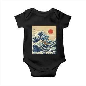 Funny Six Seven Surfing Baby Onesie The Great Wave Kanagawa Japanese 67 Brainrot Meme TS14 Black Print Your Wear