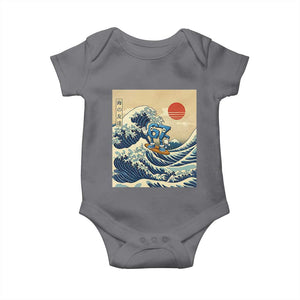 Funny Six Seven Surfing Baby Onesie The Great Wave Kanagawa Japanese 67 Brainrot Meme TS14 Charcoal Print Your Wear