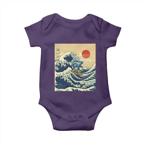 Funny Six Seven Surfing Baby Onesie The Great Wave Kanagawa Japanese 67 Brainrot Meme TS14 Purple Print Your Wear