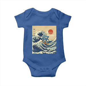 Funny Six Seven Surfing Baby Onesie The Great Wave Kanagawa Japanese 67 Brainrot Meme TS14 Royal Blue Print Your Wear
