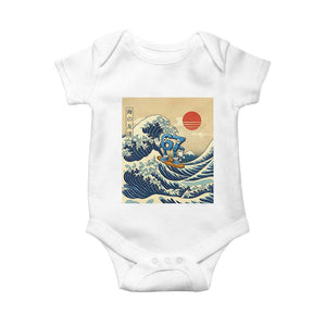 Funny Six Seven Surfing Baby Onesie The Great Wave Kanagawa Japanese 67 Brainrot Meme TS14 White Print Your Wear