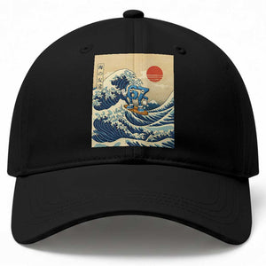 Funny Six Seven Surfing Baseball Cap The Great Wave Kanagawa Japanese 67 Brainrot Meme TS14 Print Your Wear
