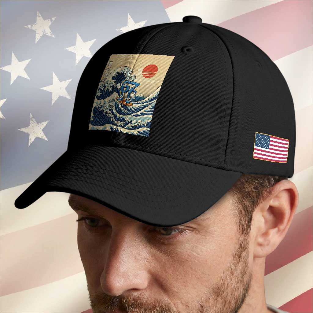 Funny Six Seven Surfing Baseball Cap The Great Wave Kanagawa Japanese 67 Brainrot Meme TS14 Print Your Wear