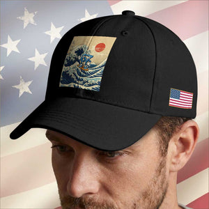 Funny Six Seven Surfing Baseball Cap The Great Wave Kanagawa Japanese 67 Brainrot Meme TS14 Print Your Wear