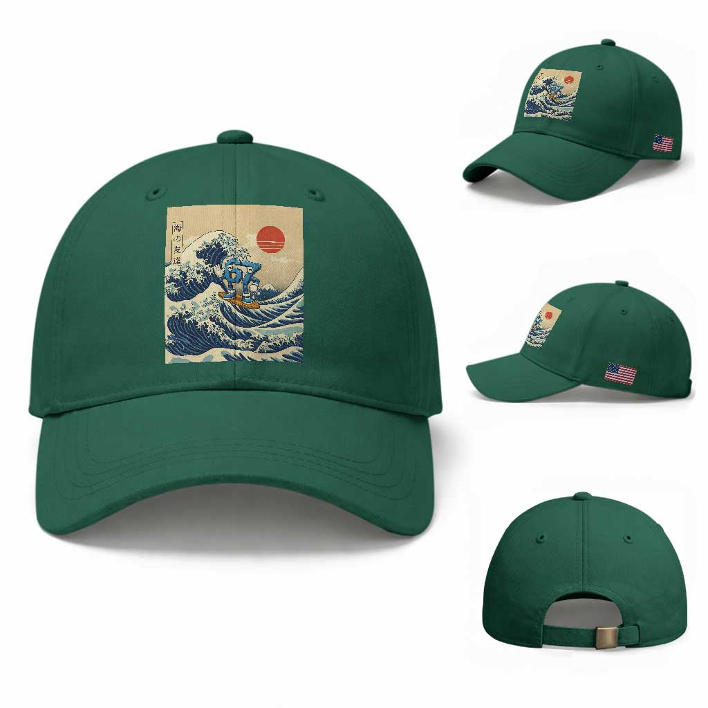 Funny Six Seven Surfing Baseball Cap The Great Wave Kanagawa Japanese 67 Brainrot Meme TS14 Baseball Cap Universal Fit Irish Green Print Your Wear
