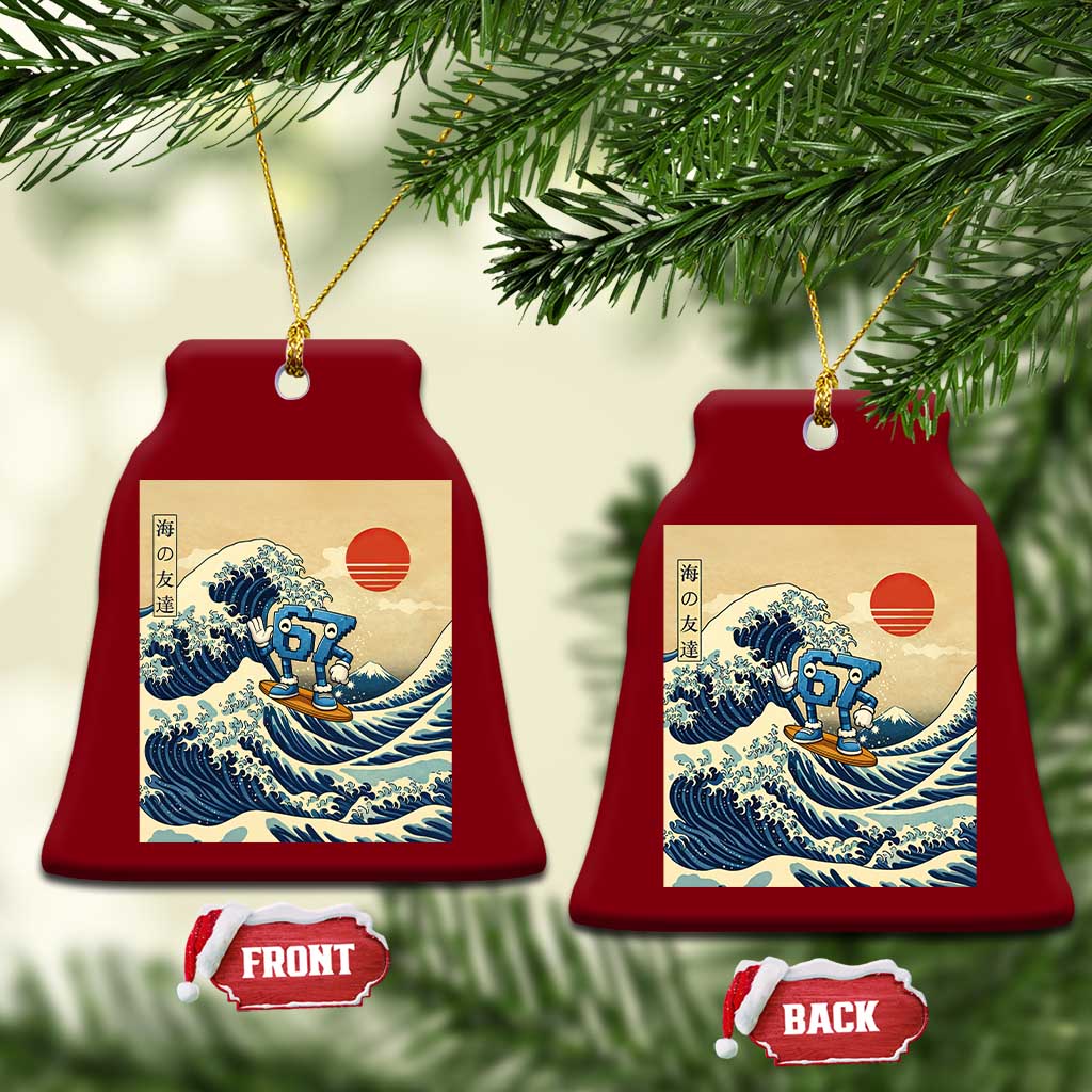 Funny Six Seven Surfing Ceramic Ornament The Great Wave Kanagawa Japanese 67 Brainrot Meme TS14 Print Your Wear