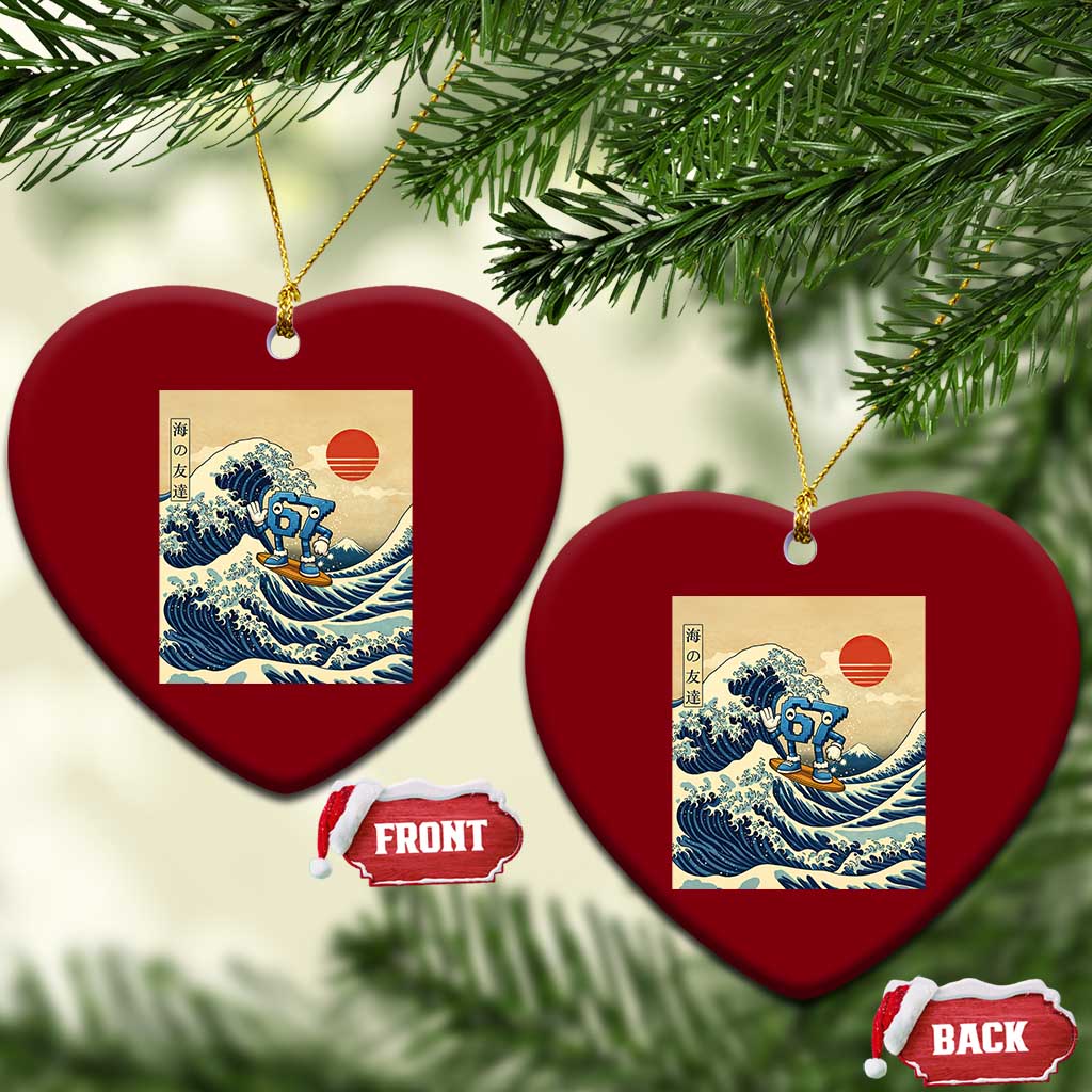 Funny Six Seven Surfing Ceramic Ornament The Great Wave Kanagawa Japanese 67 Brainrot Meme TS14 Print Your Wear