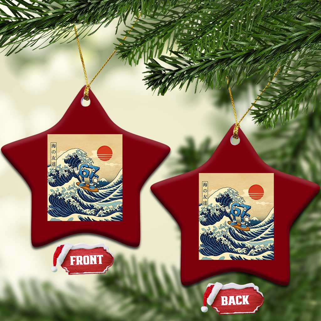 Funny Six Seven Surfing Ceramic Ornament The Great Wave Kanagawa Japanese 67 Brainrot Meme TS14 Print Your Wear