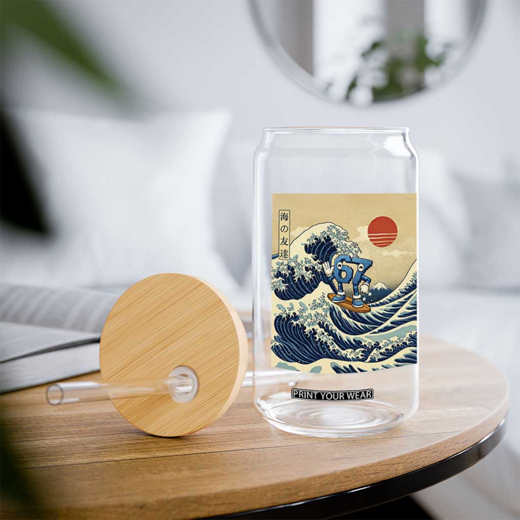 Funny Six Seven Surfing Glass Can The Great Wave Kanagawa Japanese 67 Brainrot Meme TS14 Print Your Wear