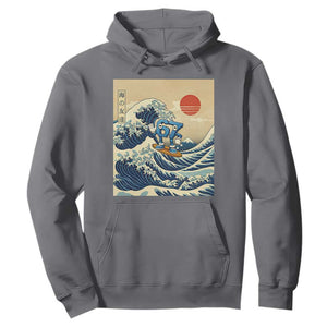 Funny Six Seven Surfing Hoodie The Great Wave Kanagawa Japanese 67 Brainrot Meme TS14 Charcoal Print Your Wear