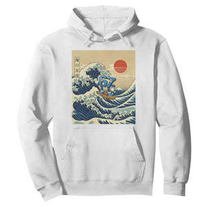 Funny Six Seven Surfing Hoodie The Great Wave Kanagawa Japanese 67 Brainrot Meme TS14 White Print Your Wear