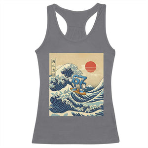 Funny Six Seven Surfing Racerback Tank Top The Great Wave Kanagawa Japanese 67 Brainrot Meme TS14 Charcoal Print Your Wear