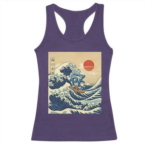 Funny Six Seven Surfing Racerback Tank Top The Great Wave Kanagawa Japanese 67 Brainrot Meme TS14 Purple Print Your Wear