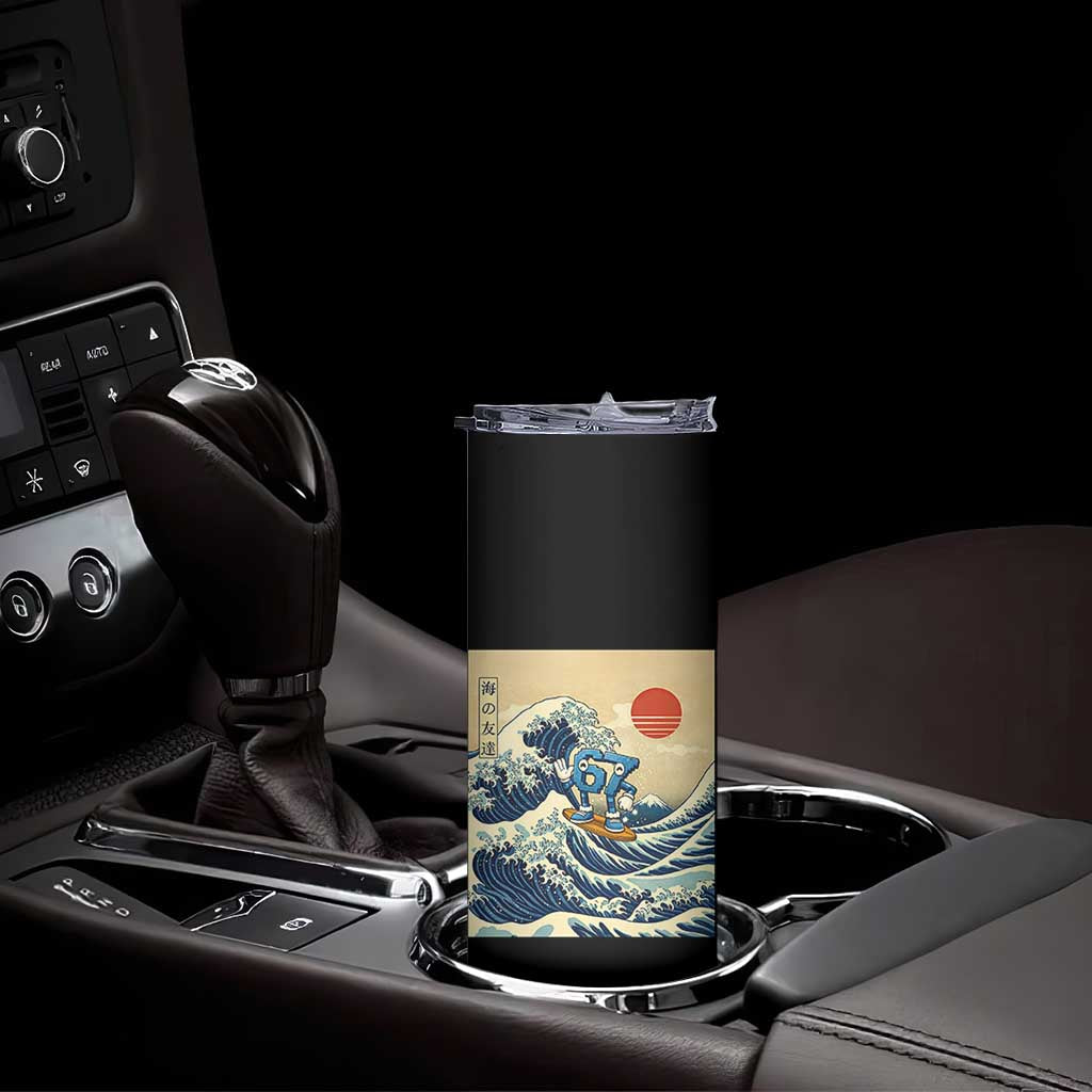 Funny Six Seven Surfing Skinny Tumbler The Great Wave Kanagawa Japanese 67 Brainrot Meme TS14 Print Your Wear