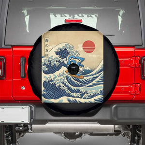 Funny Six Seven Surfing Spare Tire Cover The Great Wave Kanagawa Japanese 67 Brainrot Meme TS14 Black Print Your Wear