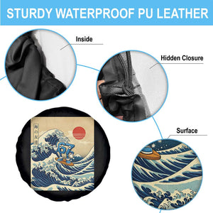 Funny Six Seven Surfing Spare Tire Cover The Great Wave Kanagawa Japanese 67 Brainrot Meme TS14 Print Your Wear