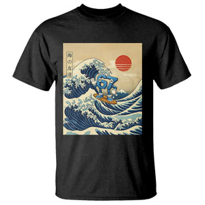 Funny Six Seven Surfing T Shirt The Great Wave Kanagawa Japanese 67 Brainrot Meme TS14 Black Print Your Wear