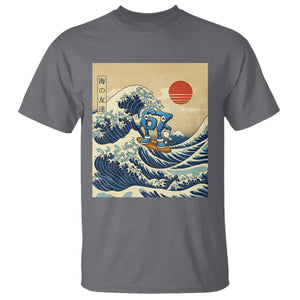 Funny Six Seven Surfing T Shirt The Great Wave Kanagawa Japanese 67 Brainrot Meme TS14 Charcoal Print Your Wear
