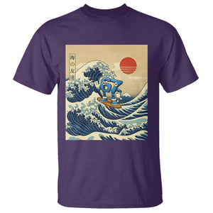 Funny Six Seven Surfing T Shirt The Great Wave Kanagawa Japanese 67 Brainrot Meme TS14 Purple Print Your Wear