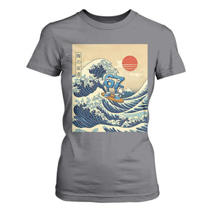 Funny Six Seven Surfing T Shirt For Women The Great Wave Kanagawa Japanese 67 Brainrot Meme TS14 Charcoal Print Your Wear