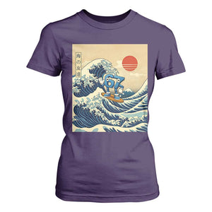 Funny Six Seven Surfing T Shirt For Women The Great Wave Kanagawa Japanese 67 Brainrot Meme TS14 Purple Print Your Wear