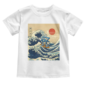Funny Six Seven Surfing Toddler T Shirt The Great Wave Kanagawa Japanese 67 Brainrot Meme TS14 White Print Your Wear