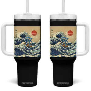 Funny Six Seven Surfing Tumbler With Handle The Great Wave Kanagawa Japanese 67 Brainrot Meme TS14 One Size: 40 oz Black Print Your Wear