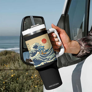 Funny Six Seven Surfing Tumbler With Handle The Great Wave Kanagawa Japanese 67 Brainrot Meme TS14 Print Your Wear