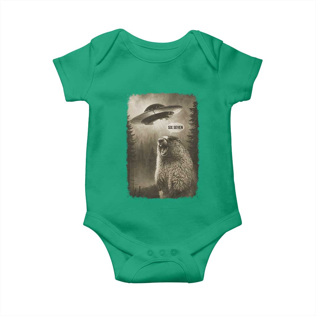 Funny Six Seven Baby Onesie Screaming Groundhog UFO Meme TS14 Irish Green Print Your Wear