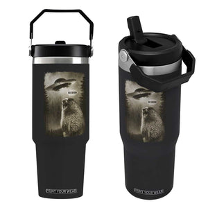 Funny Six Seven Flip Straw Tumbler Screaming Groundhog UFO Meme TS14 One Size: 30 oz Black Print Your Wear