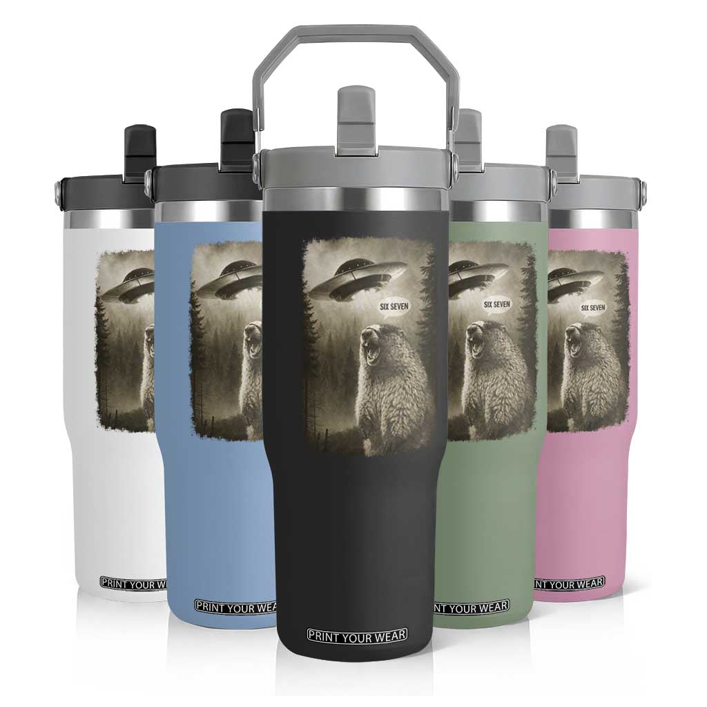 Funny Six Seven Flip Straw Tumbler Screaming Groundhog UFO Meme TS14 Print Your Wear