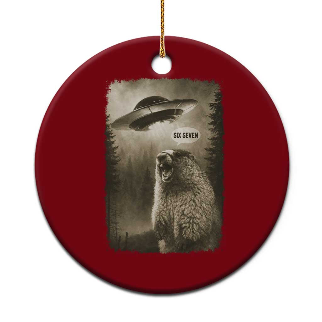 Funny Six Seven Ceramic Ornament Screaming Groundhog UFO Meme TS14 1pc Red Print Your Wear