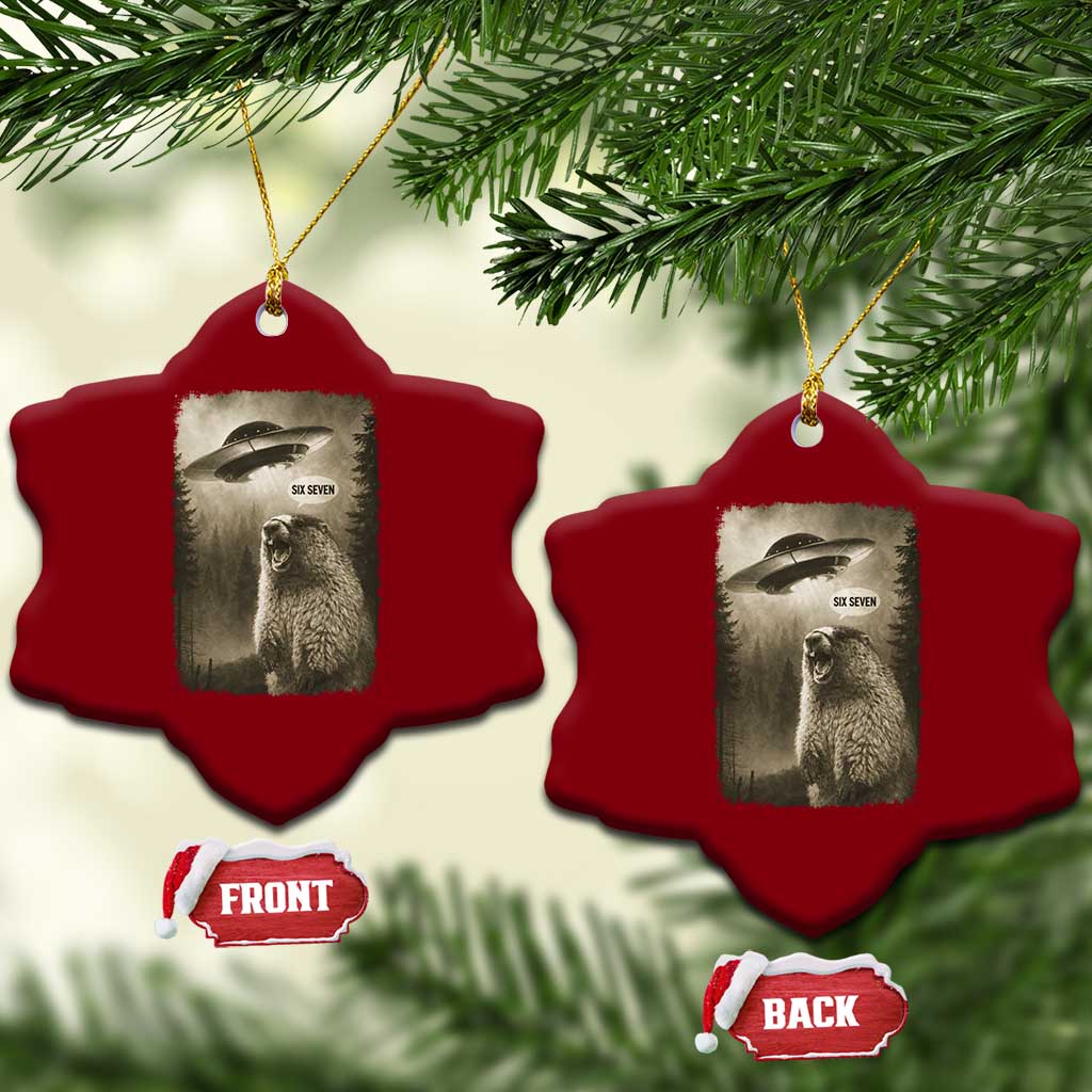 Funny Six Seven Ceramic Ornament Screaming Groundhog UFO Meme TS14 Print Your Wear