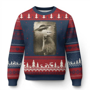 Funny Six Seven Ugly Christmas Sweater Screaming Groundhog UFO Meme TS14 Navy Red Print Your Wear