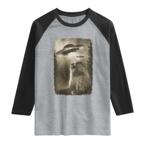 Funny Six Seven Raglan Shirt Screaming Groundhog UFO Meme TS14 Heather Gray Black Print Your Wear