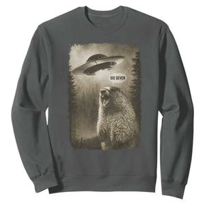 Funny Six Seven Sweatshirt Screaming Groundhog UFO Meme TS14 Dark Heather Print Your Wear