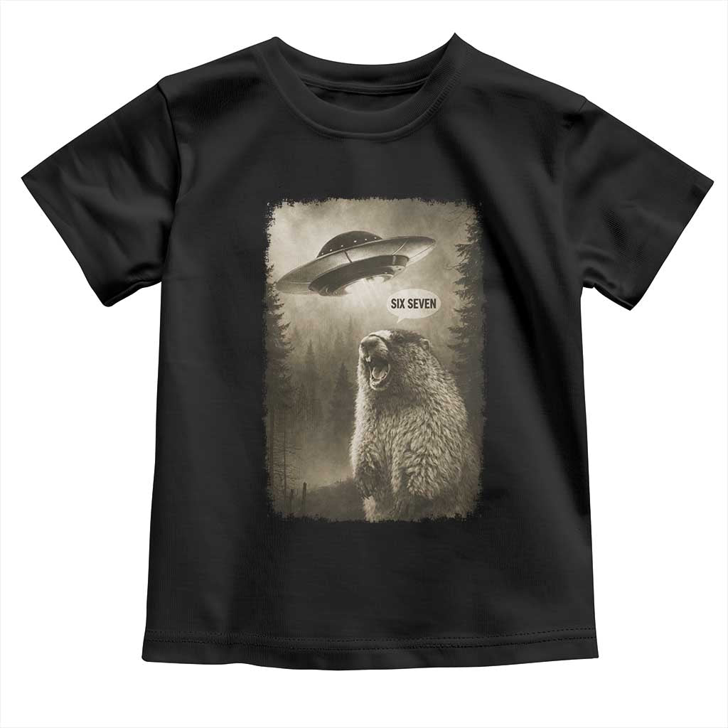 Funny Six Seven Toddler T Shirt Screaming Groundhog UFO Meme TS14 Black Print Your Wear