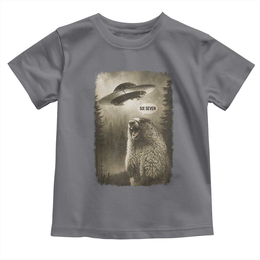 Funny Six Seven Toddler T Shirt Screaming Groundhog UFO Meme TS14 Charcoal Print Your Wear