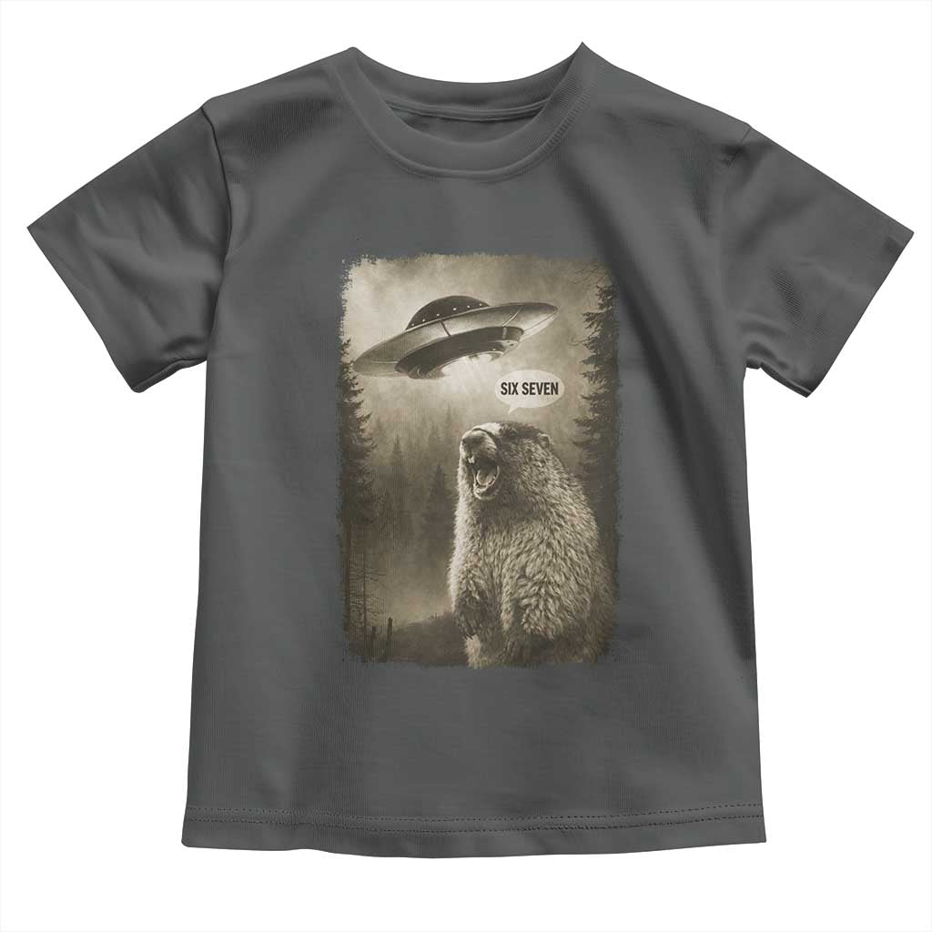 Funny Six Seven Toddler T Shirt Screaming Groundhog UFO Meme TS14 Dark Heather Print Your Wear