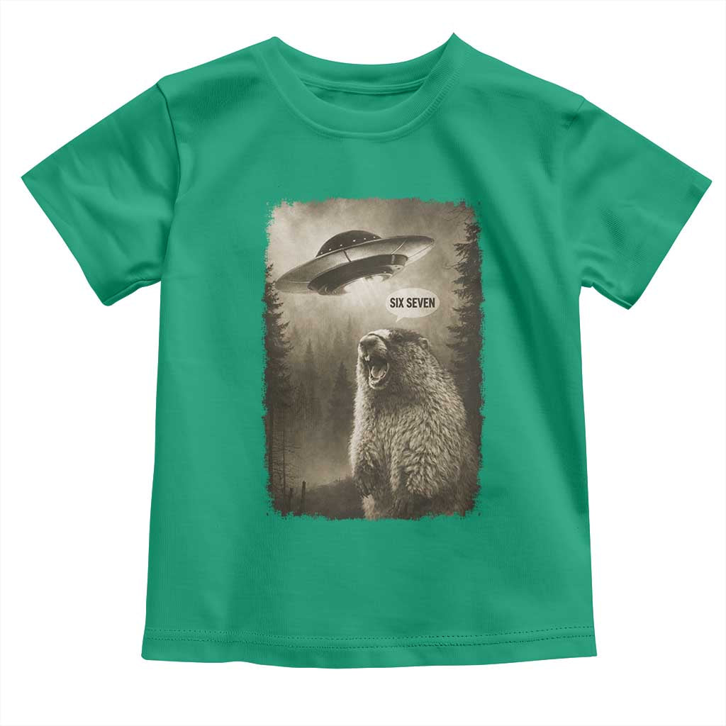 Funny Six Seven Toddler T Shirt Screaming Groundhog UFO Meme TS14 Irish Green Print Your Wear