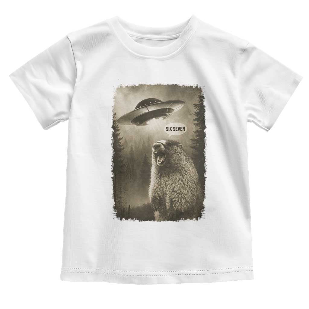 Funny Six Seven Toddler T Shirt Screaming Groundhog UFO Meme TS14 White Print Your Wear