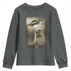 Funny Six Seven Youth Sweatshirt Screaming Groundhog UFO Meme TS14 Dark Heather Print Your Wear